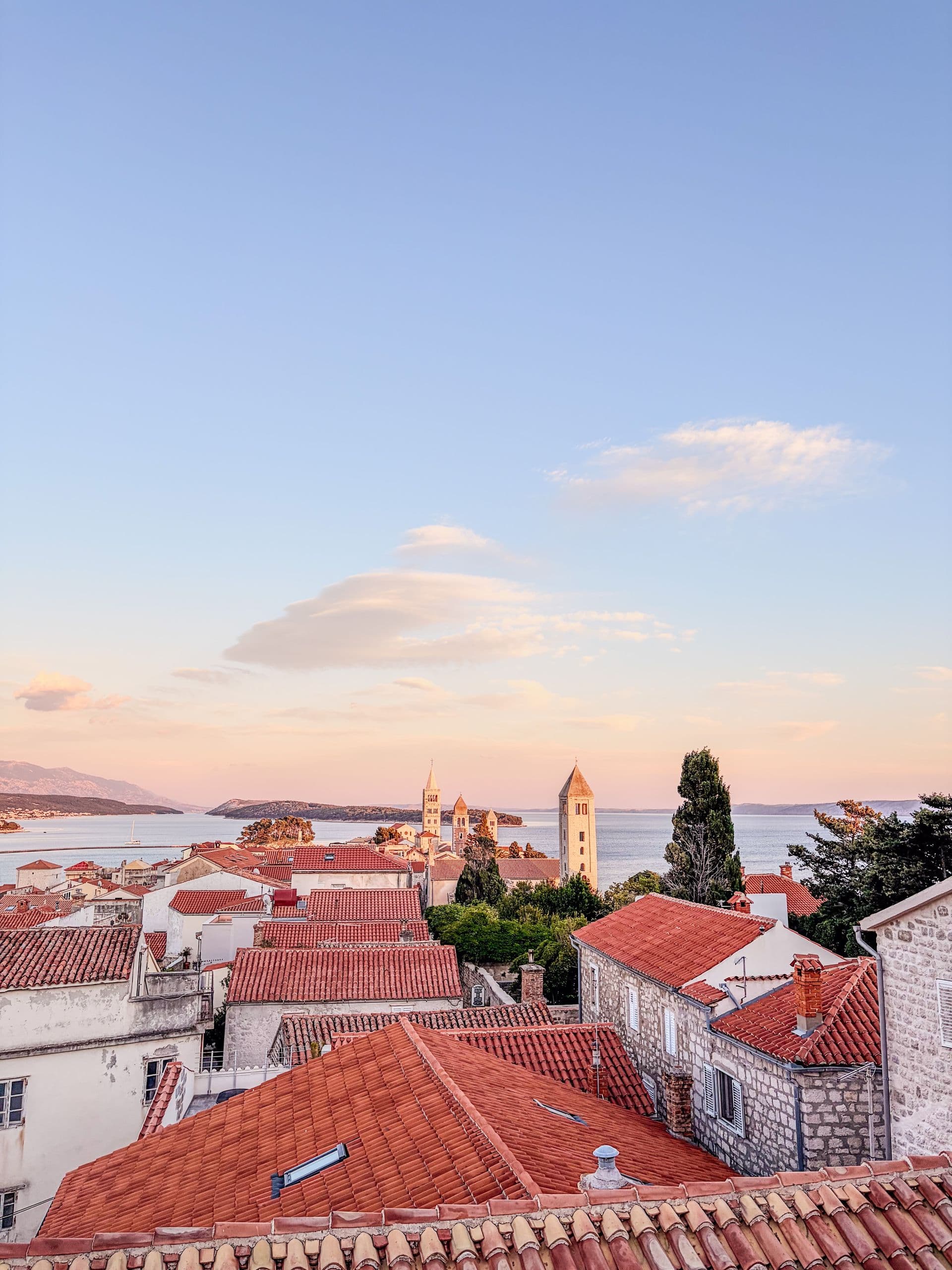 Rab old town in warm evening light.